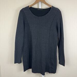 Cut Loose Raw Hem Tunic Top Womens M Medium Charcoal Gray